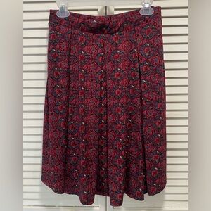 LulaRoe Flowy Burgundy Medallion Print Midi Skirt Size M‎ Boho Pockets